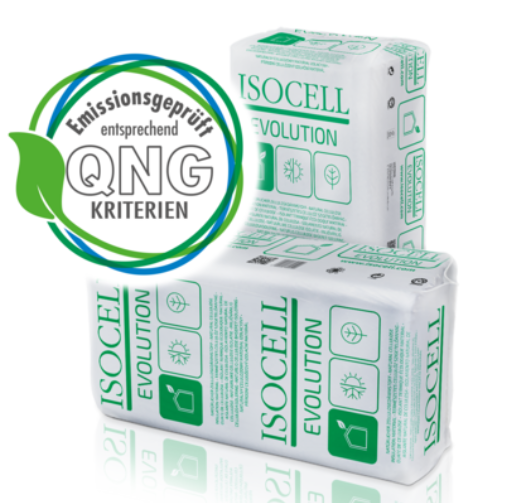 ISOCELL Evolution est un isolant thermique naturel à base de fibres de cellulose, issu du recyclage de papier journal propre et trié. Des sels minéraux sont ajoutés afin d'optimiser la protection contre les incendies. La production est réalisée en Autriche, en Belgique, en Allemagne, en France et en Suède. ISOCELL Evolution est ouvert à la diffusion et régule l'humidité. Ses propriétés d'isolation thermique permettent de garder le froid à l'extérieur en hiver, et la chaleur en été.