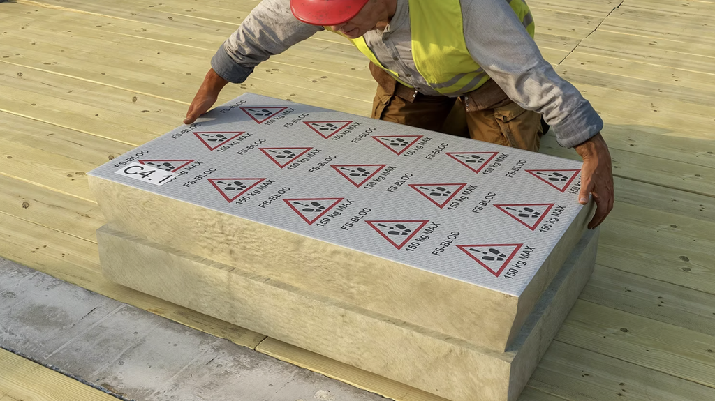 Le FS Bloc et modulable, léger, sécuritaire, et économique. C' est un produit breveté produit en Suisse pour le raccordement CVSE dans les bâtiments. Il est composé de laine de roche. Une fois posé le bloc est sécurisé avec une dalle étanche qui porte 150 kg. L'étanchéité est enlevée au moment de l'introduction des techniques. La découpe se fait à l'aide d'une scie sabre ou d'un couteau. Les déchets de laine de roche sont renvoyés à l'usine de production pour être réutilisé. Une fois les techniques passées le bourrage à le main de laine de roche permet de terminer l'isolation.