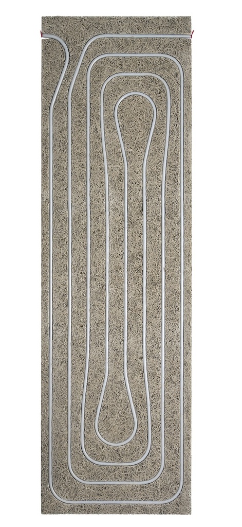 Les tuyaux du panneau WAKA Original sont posés dans un panneau porteur léger en laine de bois. Une fois les panneaux montés sur le mur ou le plafond, il ne reste plus qu’à les accoupler au moyen de raccords à compression, à les enduire d’argile de 10 mm et à les raccorder au circuit de chauffage. En activant le chauffage, le processus de séchage de l’enduit d’argile peut être raccourci. La pose à sec est particulièrement adaptée aux murs et plafonds intérieurs à ossature en bois, mais aussi comme couche de parement pour le bardage des murs et plafonds extérieurs existants.
