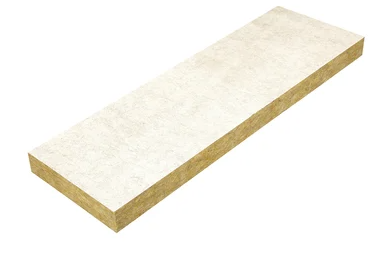 Panneau support pare-feu en laine de roche avec revêtement adhésif appliqué sur les deux faces (fabriqué en usine), incombustible, isolant thermique et acoustique, hydrofuge, absorbant le son, perméable, chimiquement neutre, dimensionnellement et dimensionnellement stable, résistant au vieillissement et résistant à la pression.