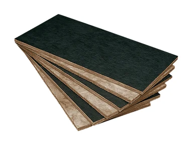 Panneau isolant acoustique, revêtu d’un voile de verre noir, fabriqué avec le procédé Technologie ECOSE®, un liant sans formaldéhyde majoritairement constitué de matières premières organiques et naturelles, incom-bustible et à haute absorption acoustique